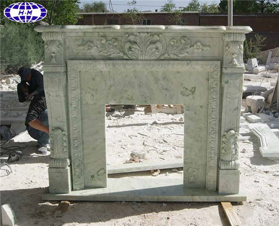 chinese mongolian green marble fireplace mantel surround 1